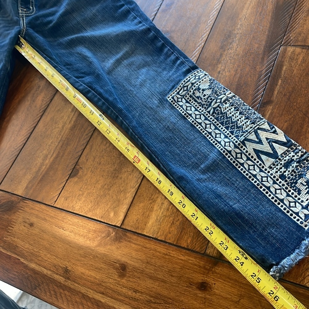 Miss Me Boho Embroidered Jeans JP7762AK blue ankle skinny denim  jeans 26 - Picture 9 of 11